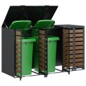 VidaXL Przechowalnia na 3 kosze na odpady 340 x 77.5 x 115.5 cm Stal