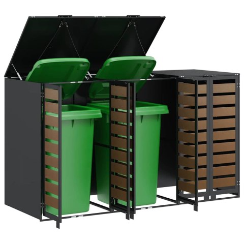 VidaXL Przechowalnia na 3 kosze na odpady 340 x 77.5 x 115.5 cm Stal
