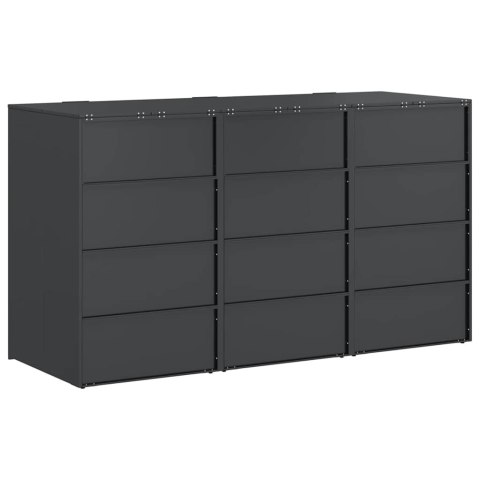VidaXL Przechowalnia na 3 kosze na odpady 340 x 77.5 x 115.5 cm Stal