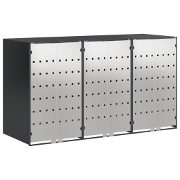 VidaXL Przechowalnia na 3 kosze na odpady 340 x 77.5 x 115.5 cm Stal