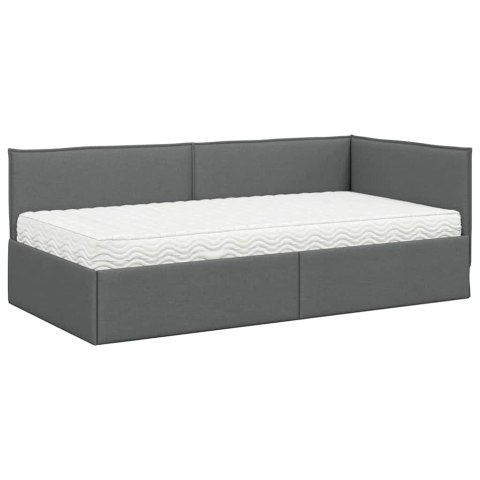 VidaXL Rama Łóżka Narożnego z Materacem 2 pcs Szary Aksamit