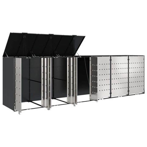 VidaXL Przechowalnia na 3 kosze na odpady 340 x 77.5 x 115.5 cm Stal