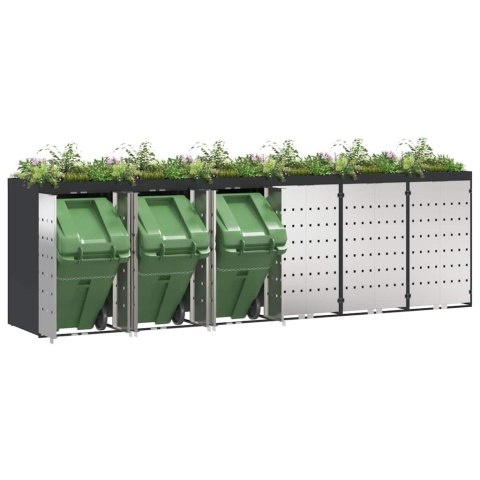 VidaXL Przechowalnia na 3 kosze na odpady 340 x 77.5 x 115.5 cm Stal