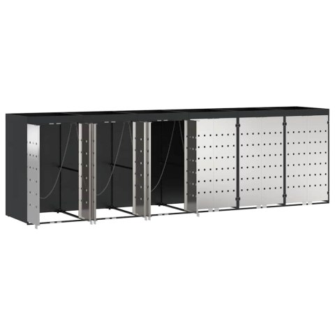 VidaXL Przechowalnia na 3 kosze na odpady 340 x 77.5 x 115.5 cm Stal
