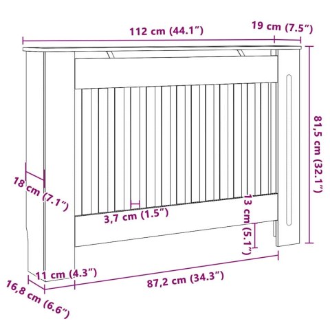 VidaXL Pokrywa Grzejnika 2 pcs Szary 112 x 19 x 81,5 cm