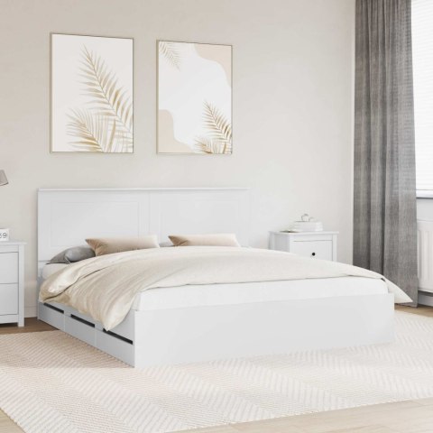 VidaXL Ramka łóżka z szufladą Biały 180 x 200 cm Drewno inżynieryjne
