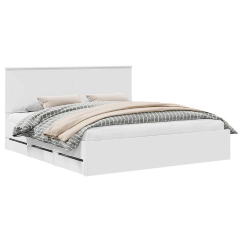 VidaXL Ramka łóżka z szufladą Biały 180 x 200 cm Drewno inżynieryjne