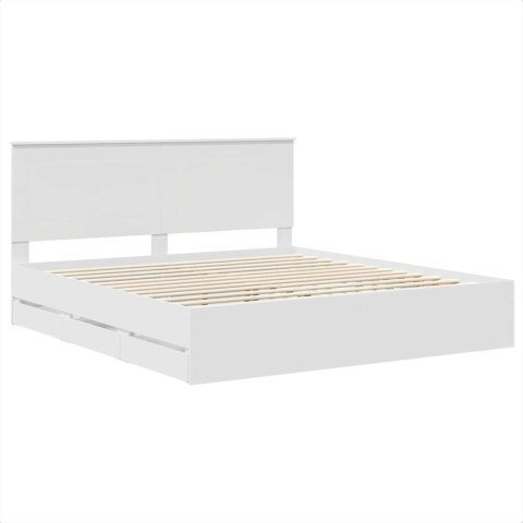 VidaXL Ramka łóżka z szufladą Biały 180 x 200 cm Drewno inżynieryjne