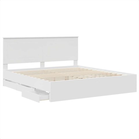 VidaXL Ramka łóżka z szufladą Biały 180 x 200 cm Drewno inżynieryjne