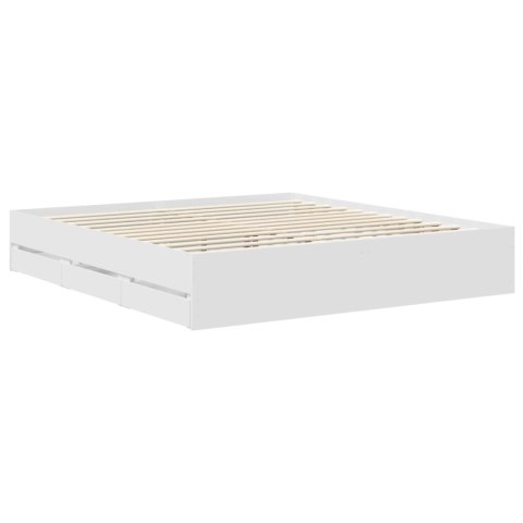 VidaXL Ramka łóżka z szufladą Biały 180 x 200 cm Drewno inżynieryjne