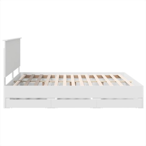 VidaXL Ramka łóżka z szufladą Biały 180 x 200 cm Drewno inżynieryjne
