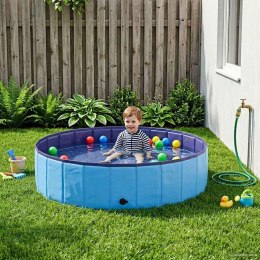 VidaXL Składany basen dla psów Niebieski 120 x 120 x 30 cm PVC