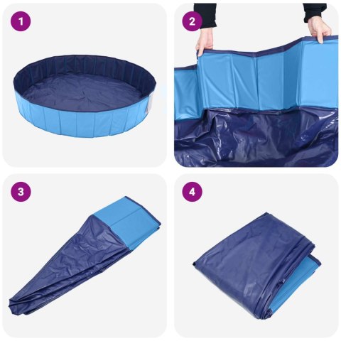 VidaXL Składany basen dla psów Niebieski 80 x 80 x 20 cm PVC