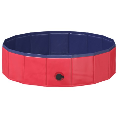 VidaXL Składany basen dla psów czerwony 80 x 80 x 20 cm PVC
