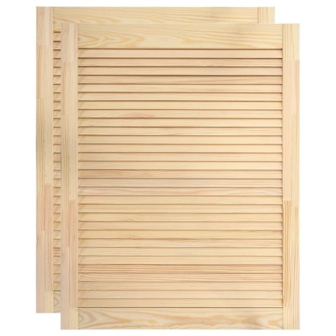 DRZWI ŻALUZJOWE 2SZT DREWNO SOSNOWE 615X39,4CM