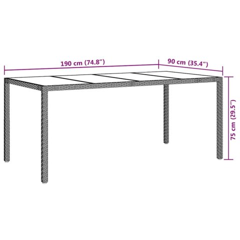 VidaXL Stół Ogrodowy Biały 190 x 90 x 75 cm polirattan