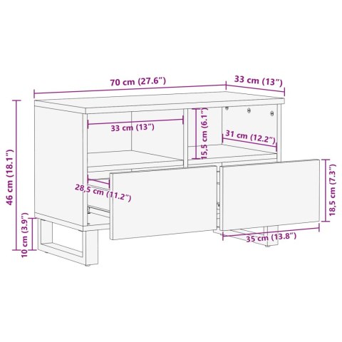 SZAFKA POD TELEWIZOR BRĄZOWY 70X33X46CM DREWNO Z MANGO