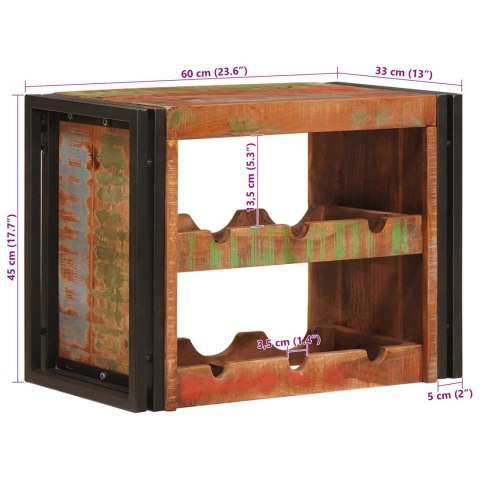 VidaXL Regał na wino Brązowy 60 x 45 x 33 cm Lite odzyskane drewno