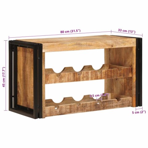 REGAŁ NA WINO BRĄZOWY 80X45X33CM LITE SUROWE DREWNO MANGO