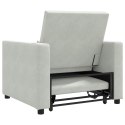 VidaXL Rozkładana sofa jednoosobowa z kółkami Jasnoszary Aksamit