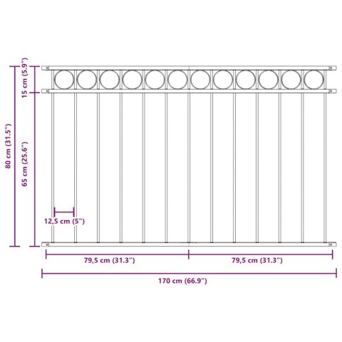 VidaXL Element ogrodzenia ASSEN Biały 170 x 80 cm Stal