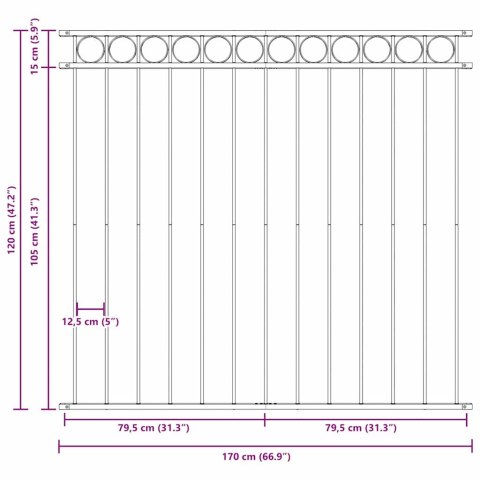 VidaXL Element ogrodzenia ASSEN Szary 170 x 120 cm Stal