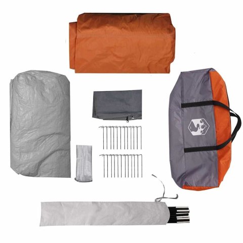 VidaXL Namiot Tunelowy 5-osobowy z dachem Szary i pomarańczowy