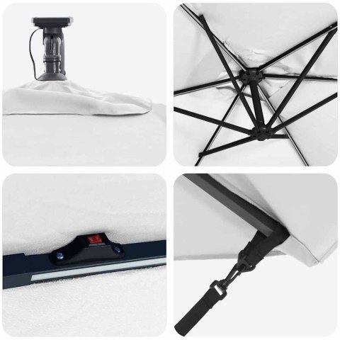 PARASOL PLAŻOWY ZE LED PIASKOWY 294X200X270CM