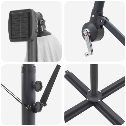 PARASOL PLAŻOWY ZE LED PIASKOWY 294X200X270CM