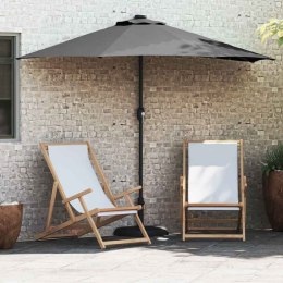 PÓŁPARASOL OGRODOWY ANTRACYT 294X150X224CM POLIESTER I STAL