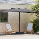 PARASOL OGRODOWY PODWÓJNY DUŻY 385CM ANTRACYTOWY SKŁADANY NA KORBĘ MOCNY XL