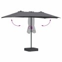 PARASOL OGRODOWY PODWÓJNY DUŻY 385CM ANTRACYTOWY SKŁADANY NA KORBĘ MOCNY XL