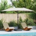 PARASOL OGRODOWY PODWÓJNY 385CM PIASKOWY SKŁADANY NA KORBĘ DUŻY MOCNA STAL