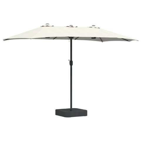 PARASOL OGRODOWY PODWÓJNY 385CM PIASKOWY SKŁADANY NA KORBĘ DUŻY MOCNA STAL