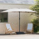 PARASOL OGRODOWY PODWÓJNY 385CM PIASKOWY SKŁADANY NA KORBĘ DUŻY MOCNA STAL