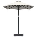 PARASOL OGRODOWY PODWÓJNY 385CM PIASKOWY SKŁADANY NA KORBĘ DUŻY MOCNA STAL