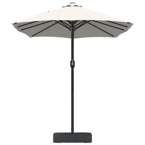 PARASOL OGRODOWY PODWÓJNY 385CM PIASKOWY SKŁADANY NA KORBĘ DUŻY MOCNA STAL