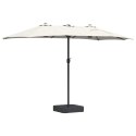 PARASOL OGRODOWY PODWÓJNY 385CM PIASKOWY SKŁADANY NA KORBĘ DUŻY MOCNA STAL