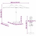 PARASOL OGRODOWY PODWÓJNY 385CM PIASKOWY SKŁADANY NA KORBĘ DUŻY MOCNA STAL