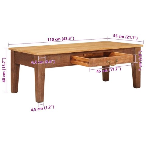 STOLIK KAWOWY BRĄZOWY 110X55X40CM DREWNO Z MANGO