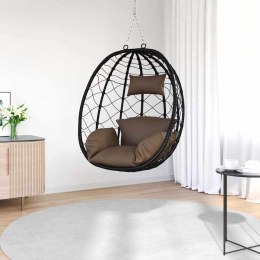 VidaXL Wiszące krzesło jajo kawowy 91,5 x 54,5 x 107 cm polirattan