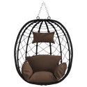 VidaXL Wiszące krzesło jajo kawowy 91,5 x 54,5 x 107 cm polirattan