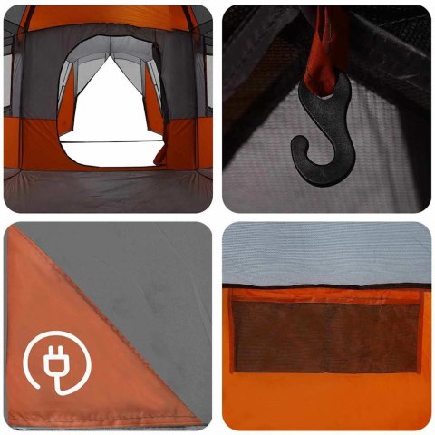 VidaXL Namiot rodzinny 20-osobowy z dachem Szary i pomarańczowy