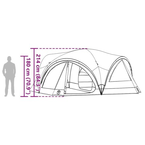 VidaXL Namiot rodzinny na 10 osób Zielony i szary 460 x 430 x 214 cm