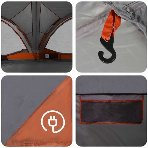 VidaXL Namiot rodzinny na 10 osób z dachem Szary i pomarańczowy