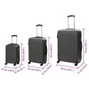 VidaXL Walizka Z blokadą 3 pcs Ciemnoszary 50 x 31 x 78 cm Plastik ABS