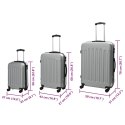 VidaXL Walizka Z blokadą 3 pcs Srebrny 50 x 31 x 78 cm Plastik ABS