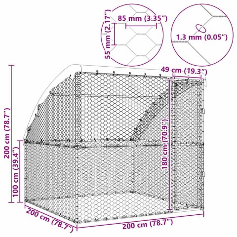 VidaXL Kenel dla Psów Srebrny 2 x 2 x 2 m Stal galwanizowana