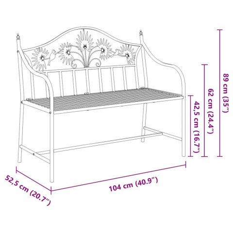 VidaXL Ławka ogrodowa Czarny 104 x 52,5 x 89 cm Stal