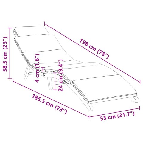 VidaXL Leżak ogrodowy Brązowy 198 x 55 x 58,5 cm Lite drewno teakowe